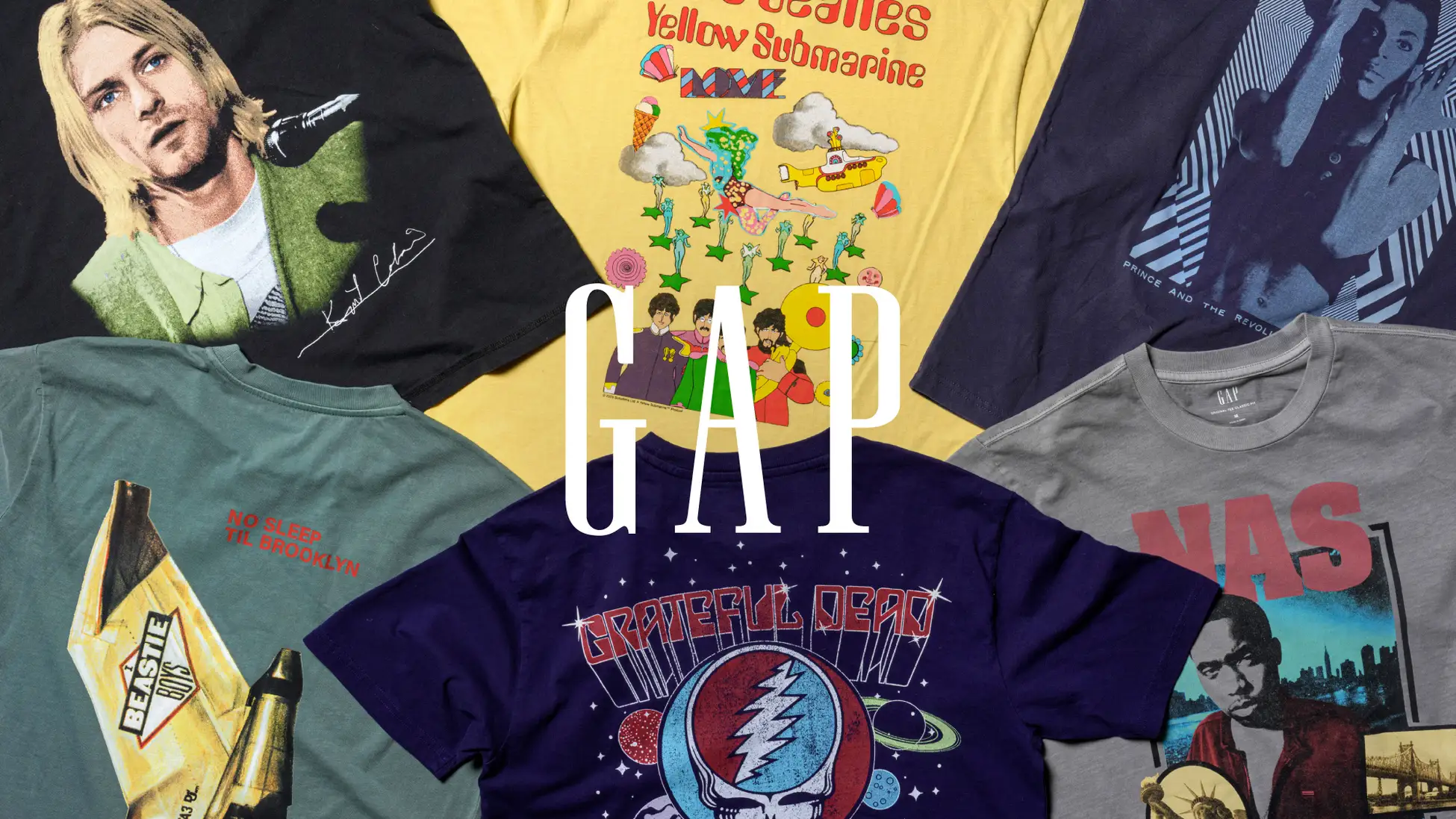 Gap「Vintage Music Tees」コレクション21種【ビートルズ、カート・コバーン、プリンス、メタリカなど】